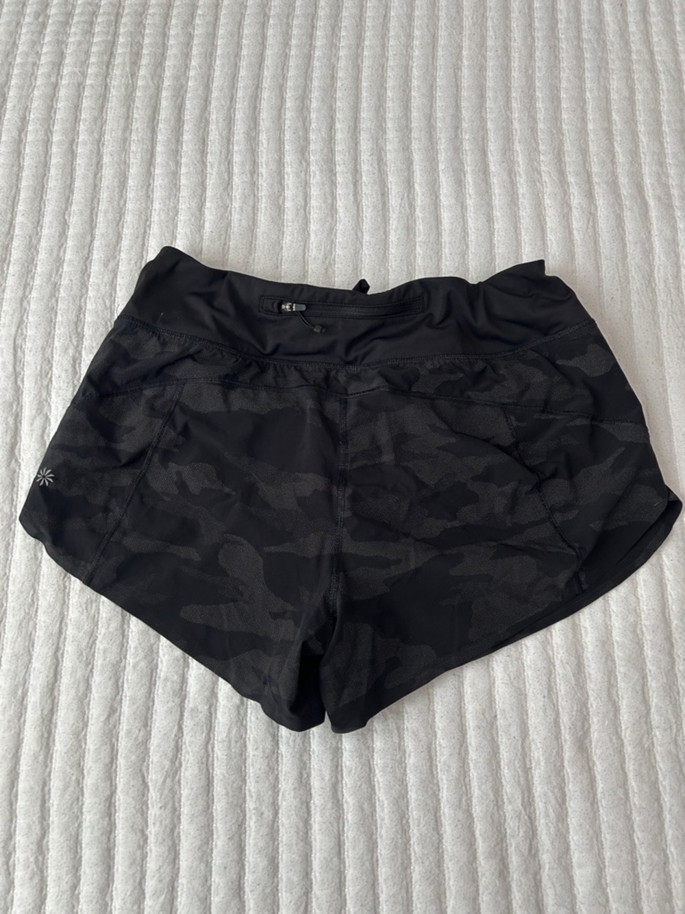 Athleta Black Subtle Camo Athletic Shorts - Picture 3 of 6